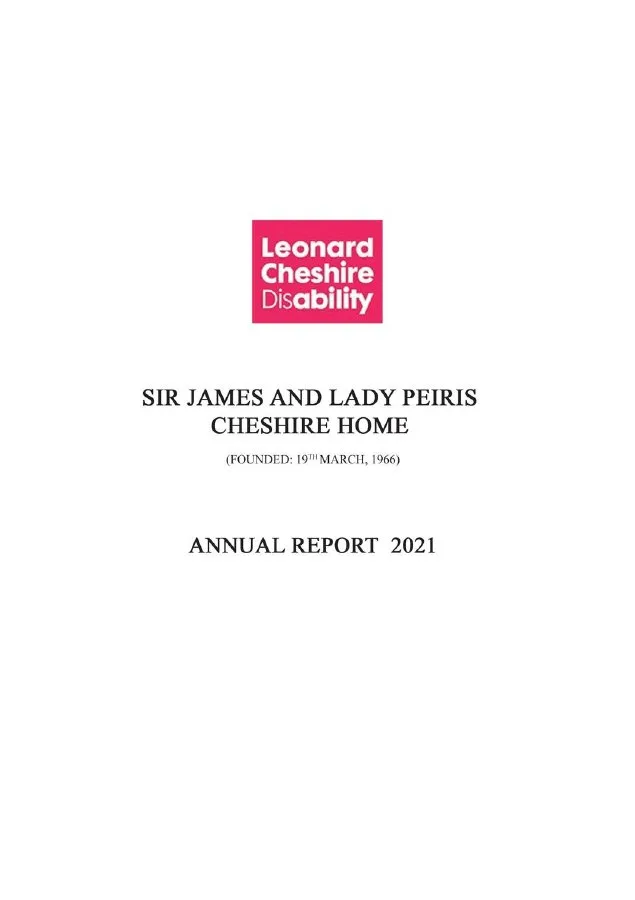 Cover of Cheshire Lanka Annual Report 2021