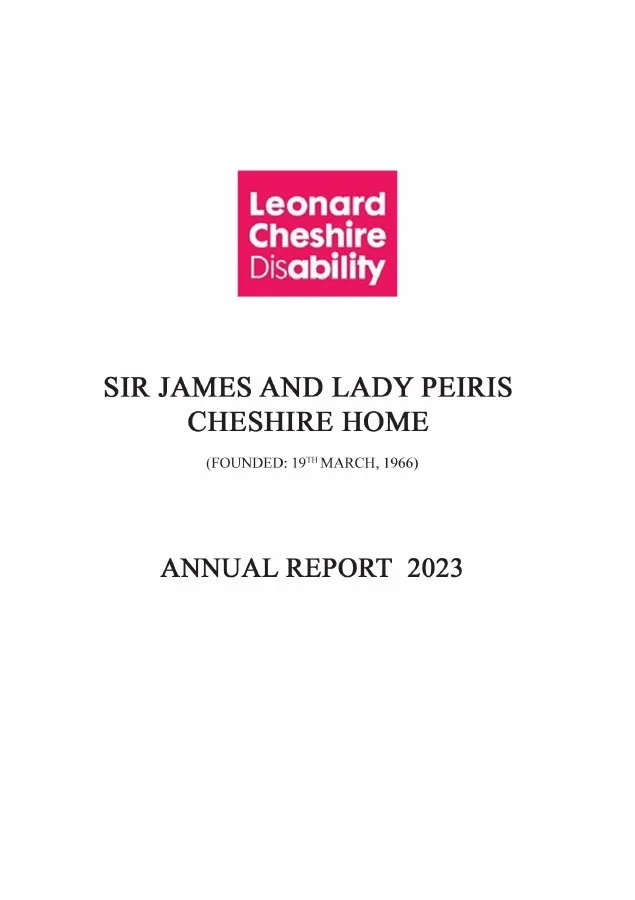 Cover of Cheshire Lanka Annual Report 2023